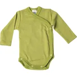 cosilana Langarm Baby-Wickelbody aus Wolle und 30% Seide Uni Grün 50/56