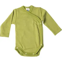cosilana Langarm Baby-Wickelbody aus Wolle und 30% Seide Uni Grün 50/56