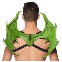 Metamorph Kostüm-Flügel Drachenflügel grün, Latex-Accessoire zum Umbinden grün