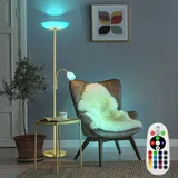 Trio Decken Fluter dimmbar messing Steh Leuchte Glas weiß Fernbedienung im Set inkl. RGB LED Leuchtmittel