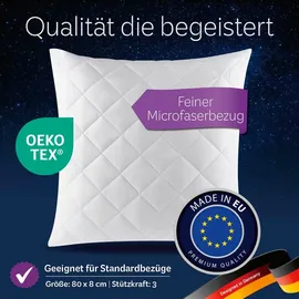 7dreams Microfaser Kopfkissen gesteppt 80 x 80 cm Weiß