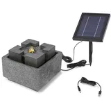 esotec Springbrunnen Wasserbrunnen mit LED Beleuchtung Modern Style, USB-Ladung, Timer, Solarmodul, Akku, LED-Licht warmweiß, 5m Kabel, Erdspieß und Wandhalterung Outdoor 101371