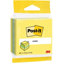 3M Post-it Notes Mini Würfel, Gelb, Blau und Grün, 400 Blatt, 51 mm x 51 mm - Selbstklebende Notizzettel für Notizen, To-Do-Listen und Erinnerungen