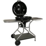 Mendler Grillwagen HWC-N16, Holzkohlegrill Kugelgrill Gartengrill mit Deckel drei Ablagen, Stahl Emaille 143x131x66cm schwarz