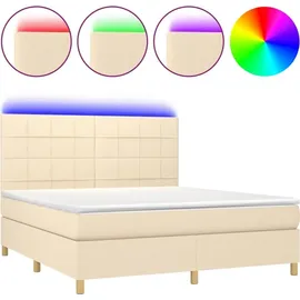 vidaXL Boxspringbett mit Matratze & LED Creme 180x200 cm Stoff