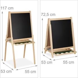 Relaxdays 2 in 1 Kindertafel mit Zubehör Hellbraun,Schwarz