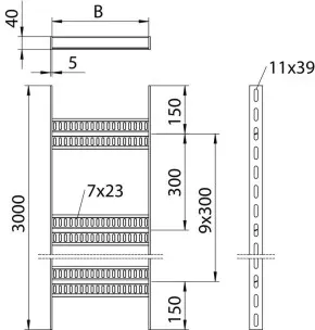 OBO 7098133 Kabelleiter Schiffbau mit Z-Sprosse 40x160x3000 Stahl tauchfeuerverzinkt SLZ 150 FT - 3 Meter