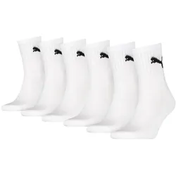 PUMA Unisex Sportsocken, 6er Pack - Short Crew Socks, ECOM, Logo, einfarbig Weiß 39-42