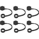 QUARKZMAN 6 Stück Silikon-Strohhutkappen für Becher 9mm/0,4", wiederverwendbare Strohhut-Accessoires staubdicht auslaufsicher, schwarz