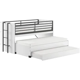 Vipack Halbhochbett SAM 90 x 200 cm Eiche Melamin Dekor weiß schwarz