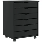 vidaXL Rollschrank mit Schubladen MOSS Schwarz Massivholz Kiefer