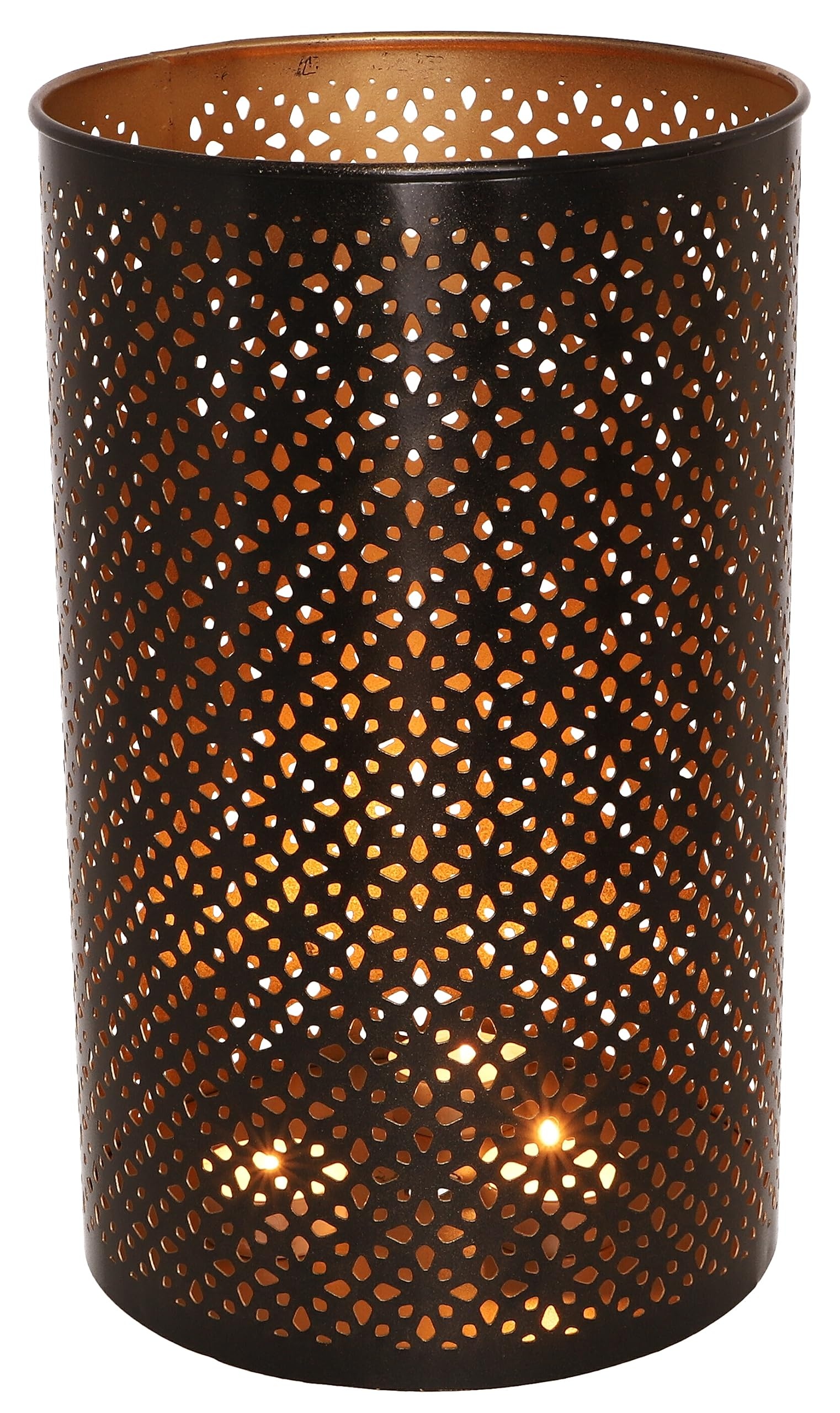 GURU SHOP Runde Metall Windlicht Leuchte, Passend für Teelicht Kerzen Oder als Deckenlampe Verwendbar - Modell 6, Braun, Größe: 25 cm, Teelichthalter & Kerzenhalter