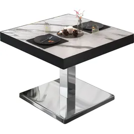 GGM Möbel Bistro Loungetisch 60 x 60 x 41 cm Weiß Marmor/Edelstahl