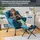 Costway Relaxsessel Polyester 150 x 93 x 80 cm Blau mit Hocker
