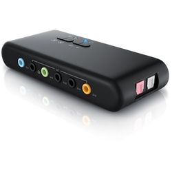 CSL USB-Soundkarte 7.1 Surround, Extern, für bis zu 8 Lautsprecher, Dynamic 3D Surround, Treiber schwarz