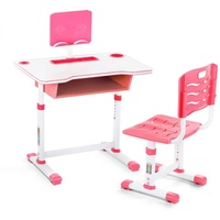 OULENBIYAR Kinderschreibtisch höhenverstellbar (Set), mit Lampe, Stuhl und Schublade, Schülerschreibtisch Jugendschreibtisch rosa