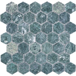 Mosani Mosaikfliesen Hexagon Marmormosaik Mosaikfliesen grün matt / 10 Matten