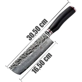 Wakoli EBO Damast Nakirimesser I 16,5 cm Klinge I schwarzer Eichenholzgriff