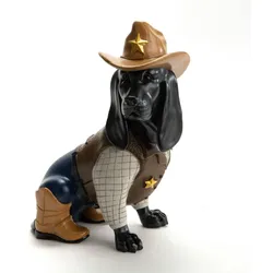 Hund Basset cow boy - Braun Amadeus Harz 24x18 cm