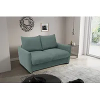 Schlafsofa DOMO COLLECTION "700023 Schlaffunktion, Federkern, 2-Sitzer, stabile Liegefläche", blau (petrol), B:165cm H:95cm T:100cm, 95% Polyester, 5% Nylon, Sofas, Schlafsofa, Sitzflächen einzeln ausklappbar zum Schlafen, Relaxen und Entspannen