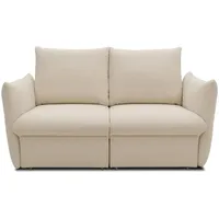 DOMO. collection Sofa Cloud Box, 2-Sitzer mit Schlaffunktion und Boxspringfederung, 2er Couch mit Bettauszug, Schlafsofa, Boxspringsofa 180 x 97 x 100 cm (BxTxH), creme