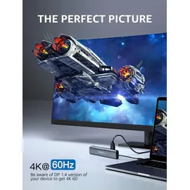 Dockteck USB C Hub Dockteck 7-in-1 Dock DD0003 USB C Adapter, Ethernet LAN RJ45, 4K 60Hz HDMI, 100W Power Delivery, 2 USB 3.0 Ports und SD/microSD für iPhone 15 Pro MacBook M1, iPad Pro, Surface Pro und Mehr