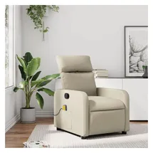 vidaXL Massagesessel 146 x 76,5 x 0 cm Creme Kunstleder mit Fernbedienung