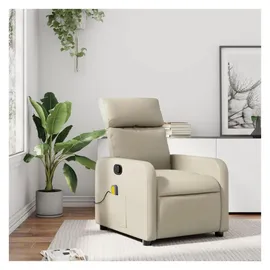 vidaXL Massagesessel 146 x 76,5 x 0 cm Creme Kunstleder mit Fernbedienung