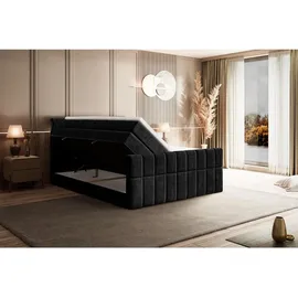 altdecor Boxspringbett mit Matratze, Topper, Polsterbett mit, Bettkasten MIAMI-Z KING - 180x200 - Schwarz Holzwerkstoff, Höhe ca. 20 cm cm, Schlafzimmer, Betten, Boxspringbetten