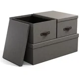 Bigso Box of Sweden Aufbewahrungsbox Inge 3 x 3-tlg. grau