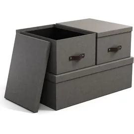 Bigso Box of Sweden Aufbewahrungsbox Inge 3 x 3-tlg. grau