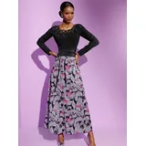 CREATION L A-Linien-Rock Damen Schwarz/Flieder Bedruckt 40