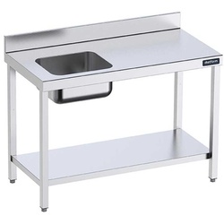 Tisch Inox. Chefs linke Schüssel mit Regal 140x60