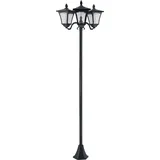 Solar Gartenlaterne Mit 3 Flammig Laterne Mast Aus Edelstahl Solarlaterne Mit Led 120 Lumen 51,5x47x182,5cm Wegeleuchte Ip44 Für Garten Balkon Schwarz