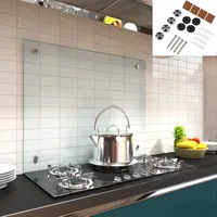 Melko Spritzschutz Herdblende für Küche, Herd, Fliesen, 6 mm Esg Sicherheitsglas, Küchenrückwand, inkl. Schrauben, 90 X 60 cm Klarglas