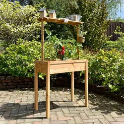Garten-Hochbeet mit Ablage, Braun
