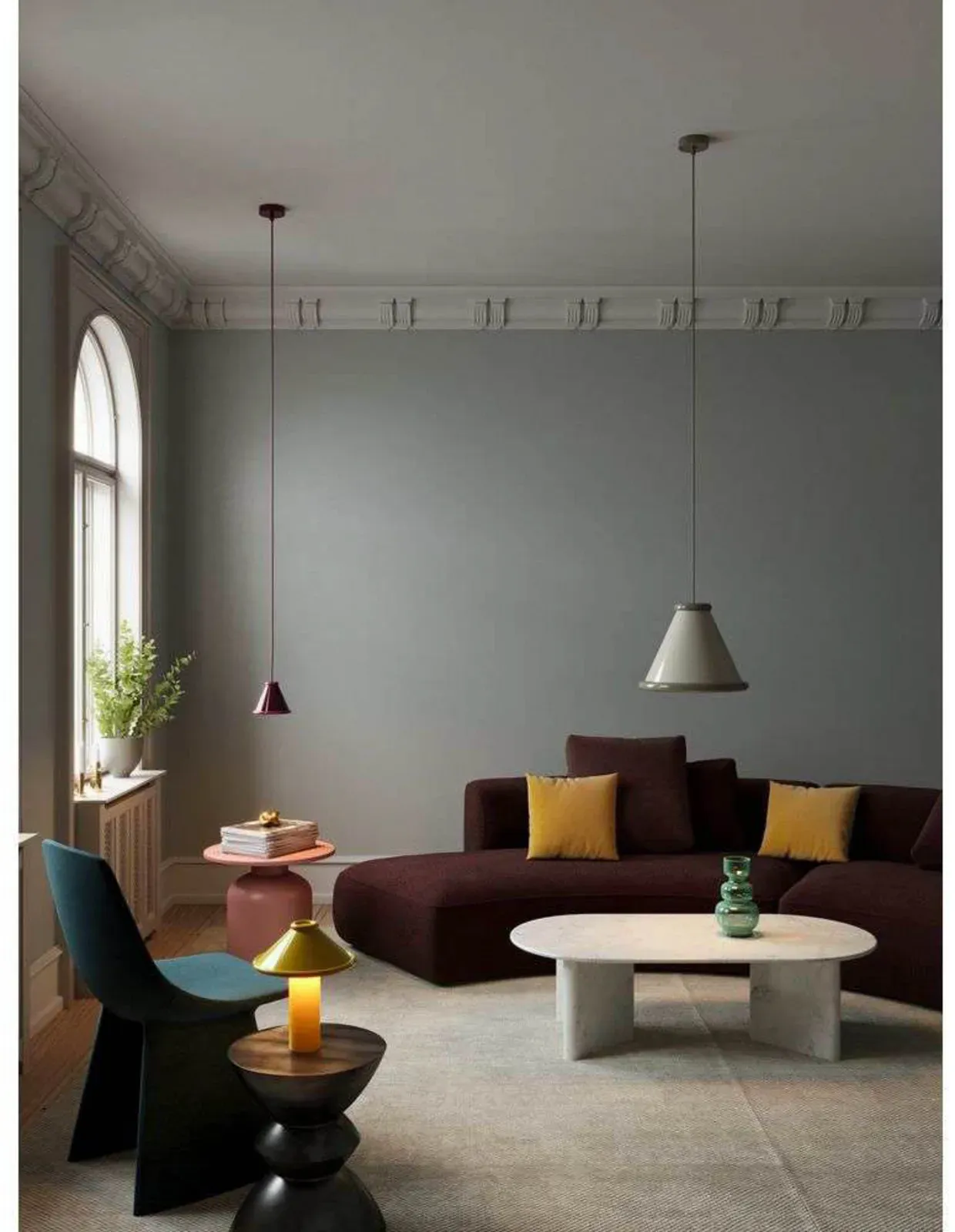 Pendelleuchte Belid, Grau, für Esszimmer, Metall - 28.5