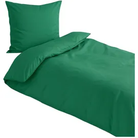 Traumschlaf Pure Mako-Satin 135 x 200 cm + 80 x 80 cm dunkelgrün