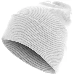 Mütze Unisex Flap Long Version Beanie weiß