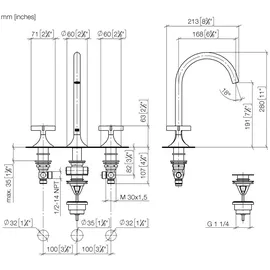 Dornbracht Vaia 168 Zweihandmischer platin matt 20713809-06