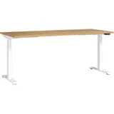 Germania JET höhenverstellbarer Schreibtisch navarra-eiche rechteckig, T-Fuß-Gestell weiß 180,0 x 80,0 cm