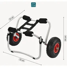 [in.tec] Kajakwagen Drau 72 x 31 x 44 cm Aluminium Silberfarben