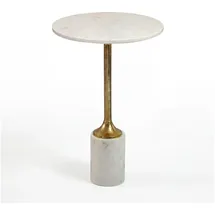 FineBuy Beistelltisch 37cm Design Marmor Platte weiß Wohnzimmertisch Couchtisch Metall