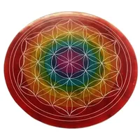 Saraswati Räucherstäbchenhalter "Blume des Lebens rainbow" Speckstein graviert 10 cm