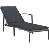 vidaXL Sonnenliege mit Auflage Gartenliege Relaxliege Liegestuhl Strandliege Gartenmöbel Liege Saunaliege Terrasse Garten Poly Rattan Grau