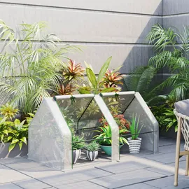Outsunny Foliengewächshaus Weiß, Kunststoff, 90x90x180 cm, Gartenzubehör, Gewächshäuser