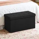 Sitzbank mit Stauraum 38 x 76 x 38 cm tintenschwarz