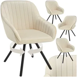 Tectake Armlehnstuhl Snug Samtoptik, gepolstert, in 360° drehbar, schlanke Stahlbeine, 58 x 58 x 82 cm Esszimmer, Stühle, Esszimmerstühle, Armlehnenstühle