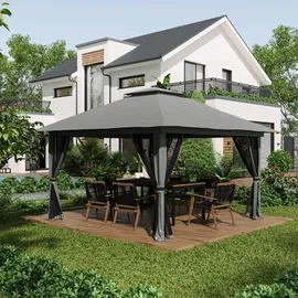 Outsunny Faltpavillon 4 x 4 m inkl. 4 Seitenteile Dunkelgrau