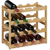 Relaxdays Weinregal, 16 Weinflaschen, HBT: 42,5 x 45 x 23,5 cm, Flaschenregal, Aufbewahrung von Getränken, Bambus, Natur